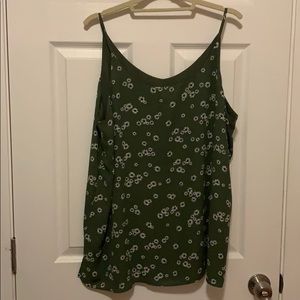 Two spaghetti strap shells with modern fun print